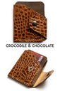 Mini wallet New York crocodile & chocolate
