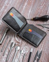 Bi fold wallet Rome dark olive & black
