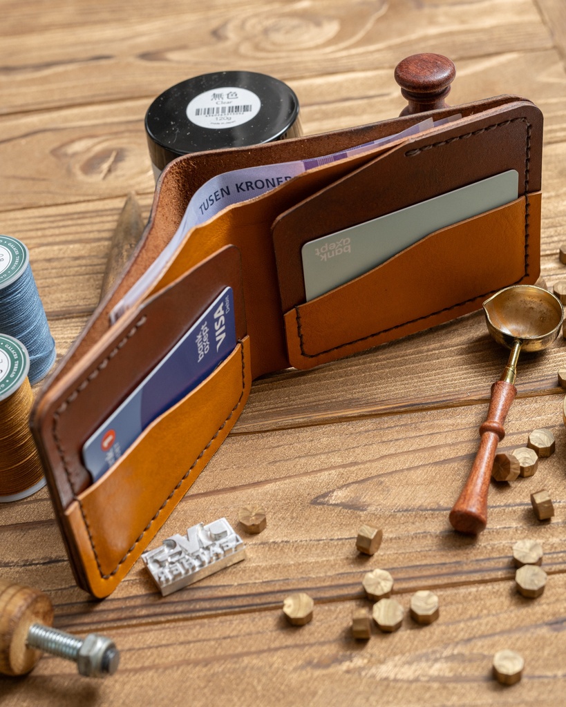 Bi fold wallet Rome cognac vintage & yellow