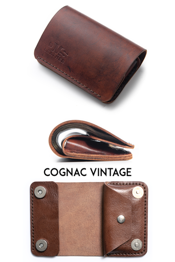 Bi fold wallet Paris cognac vintage