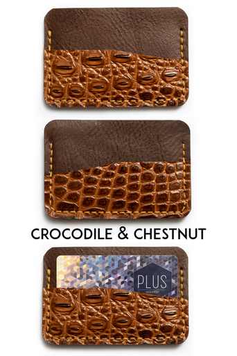 Cardholder Norway crocodile & chestnut