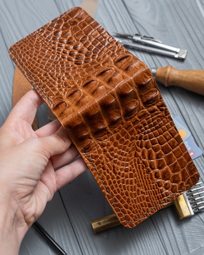 Bi fold wallet Rome crocodile & natural beige
