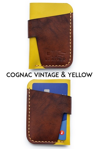 Cardholder Montreal cognac vintage & yellow