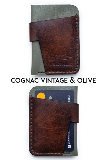 Cardholder Montreal cognac vintage & olive