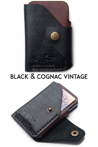 Cardholder London black & cognac vintage