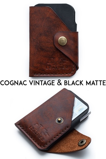 Картхолдер London cognac vintage & black