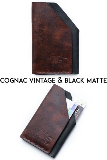 Cardholder Amsterdam cognac vintage & black