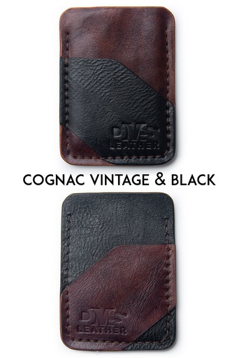 Cardholder Valletta cognac vintage & black