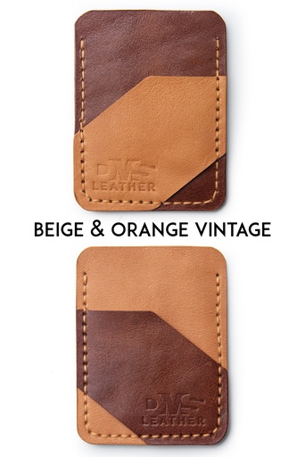 Cardholder Valletta beige & orange vintage