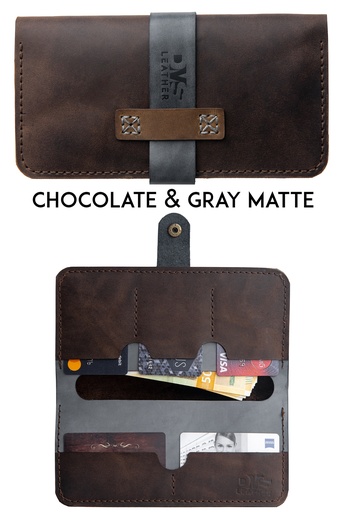 Brest wallet Tokio chocolate & grey