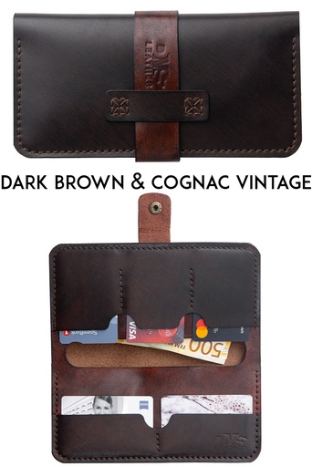 Brest wallet Tokio dark brown & cognac vintage