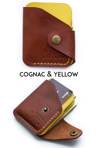 Mini wallet New York cognac & yellow