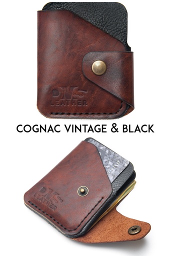 Mini wallet New York cognac vintage & black