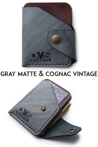 Mini lommebok New York grå & konjakk vintage