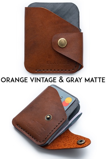 Mini wallet New York orange vintage & grey