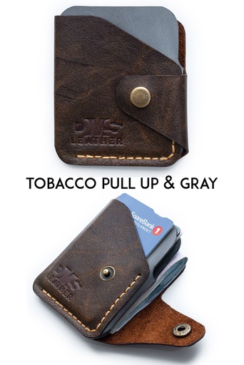 Mini wallet New York tobacco pull up & grey