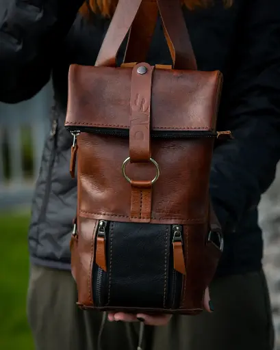 Backpack Roll Top S cognac vintage & orange vintage 